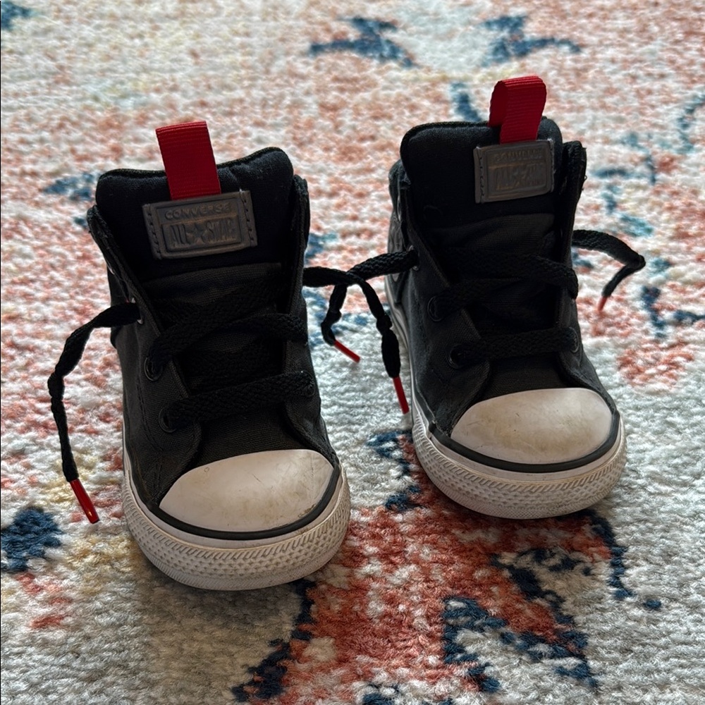 Converse Black and Red High-Top Sneakers for Toddler